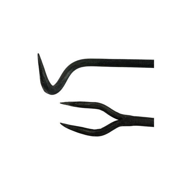 Forged Metal BarBQ Tools Twisted Leaf Design Original Box Texas Signed Set of 2 - Picture 5 of 16